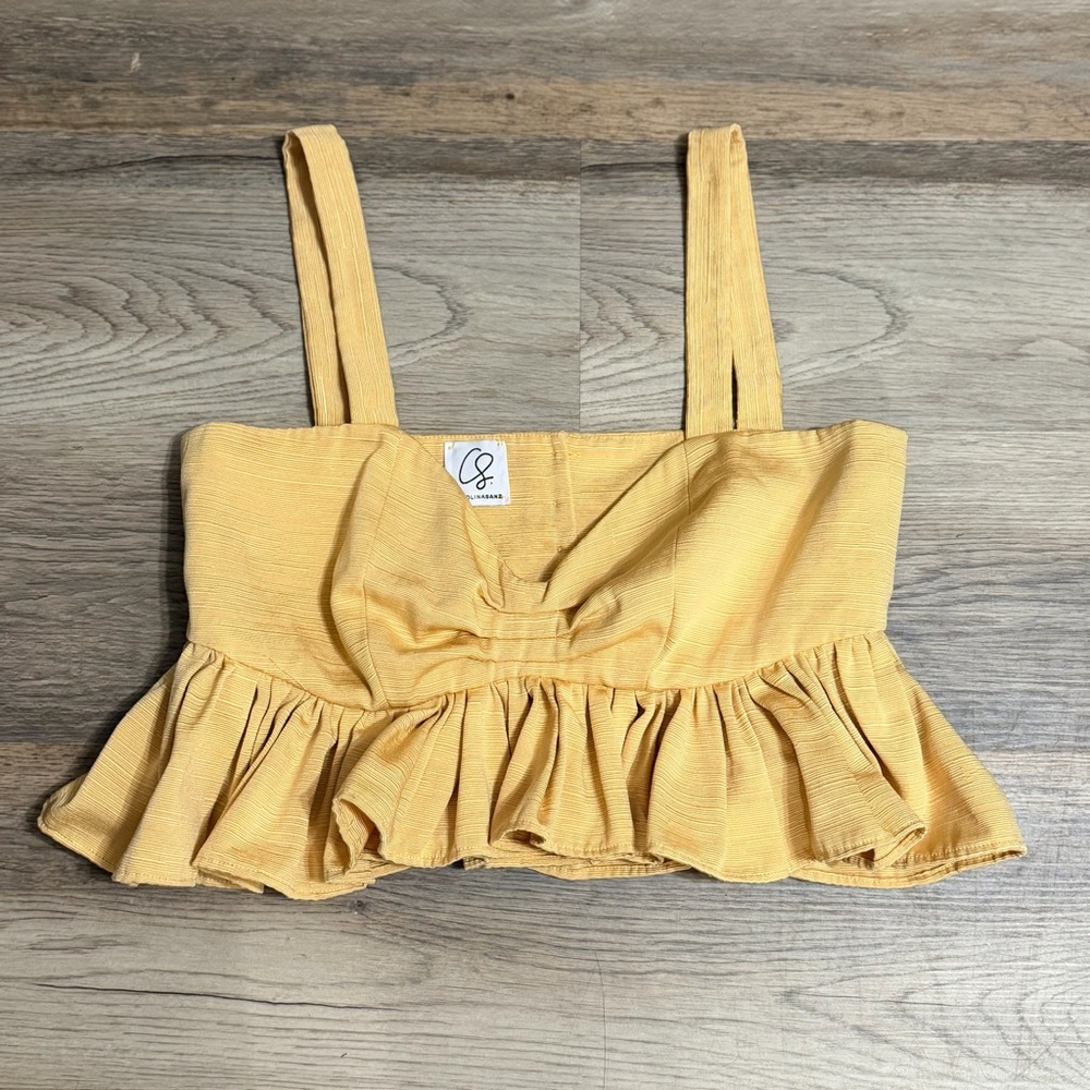 Golden Ruffle Crop Top - Picture 7 of 9